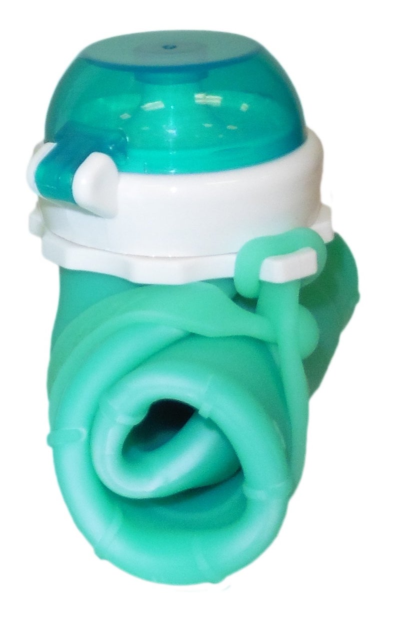 Squeasy Snacker Aqua 16 oz Squeasy Snacker Spill Proof Silicone Reusable Food Pouch - for Both Soft Foods and Liquids - Water, Apple Sauce, Yogurt, Smoothies, Baby Food - Dishwasher Safe - Image 2